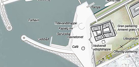 Tegning, hvor Tage Sørensens Plads er fremhævet